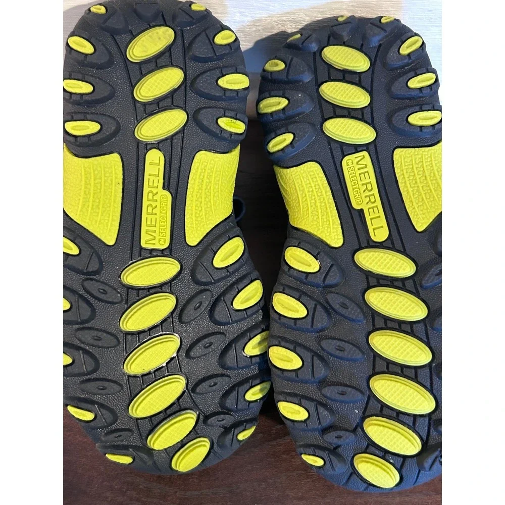 NWOT Merrell Hydro H2O Hiker Kids Navy Lime Leather Hiking Sandal Size 8M Summer